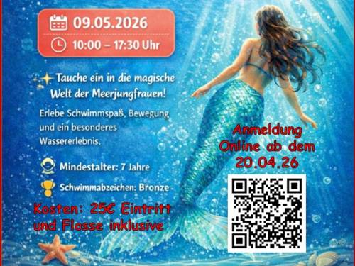 Plakat mit einer Meerjungfrau und Terminen