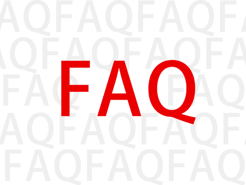 Der Begriff FAQ mehrfach nebeneinander, mittig in rot noch einmal größer