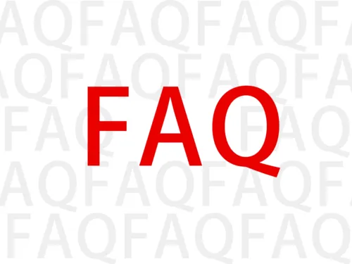 Der Begriff FAQ mehrfach nebeneinander, mittig in rot noch einmal gr&ouml;&szlig;er