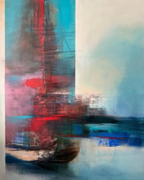 Ein gemaltes Bild von einem Boot