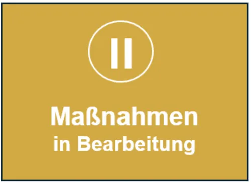 Quadrat mit dem Hinweis auf Maßnahmen die derzeit vorbereitet werden.