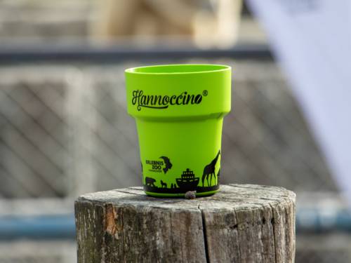Der neue Mehrwegpfandbecher von Hannoccino mit Motiven aus dem Erlebnis-Zoo Hannover