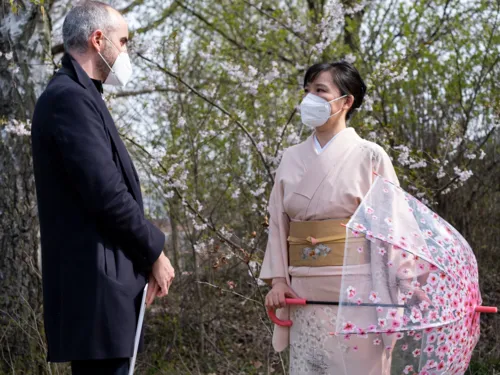 Oberb&uuml;rgermeister Belit Onay und Hiroyo Nakamoto, Kulturbotschafterin der Stadt Hiroshima