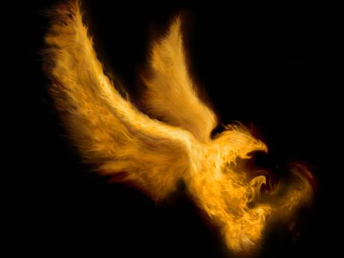 Flammen in Form eines fliegenden Adlers