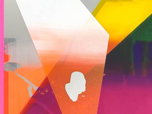 Eine bunte Siebdruckgrafik des Kunstduos Gfeller + Hellsgård