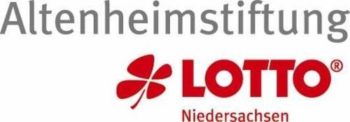 Logo mit vierblättrigem Kleeblatt und der Schrift Altenheimstiftung Lotto Niedersachsen