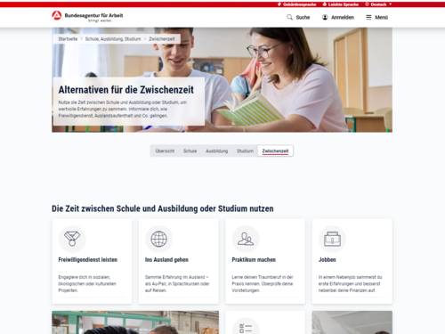 Vorschau auf arbeitsagentur.de – Alternativen für die Zwischenzeit
