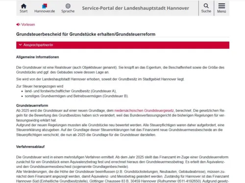 Oberfläche einer Internetseite.