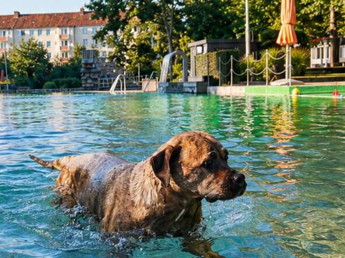 Hund im Schwimmbecken