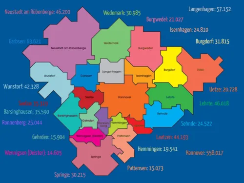 So viele Menschen wohnen in den Kommunen der Region Hannover