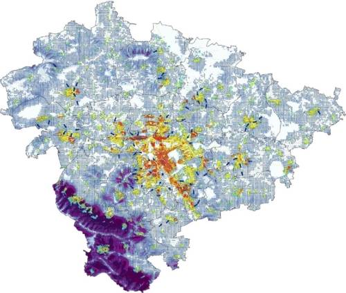 Karte der Region Hannover mit farbig markierten Bereichen