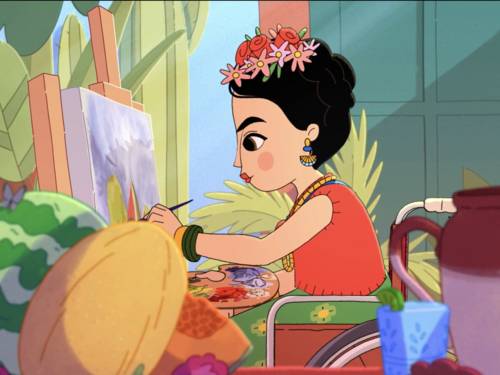 auf dem gezeichneten Bild sieht man ein Mädchen vor einer Stafelei