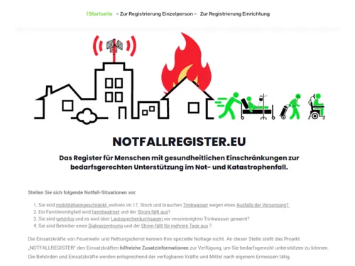 Vorschau auf die Internetseite notfallregister.eu