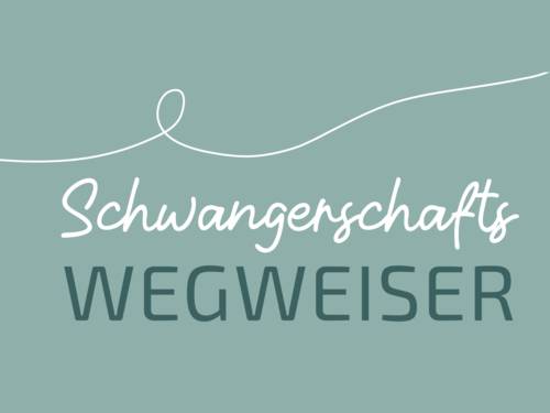 Text Schwangerschaftswegweiser auf grünem Hintergrund