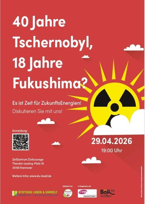 Plakat 40 Jahre Tschernobyl, 18 Jahre Fukushima?