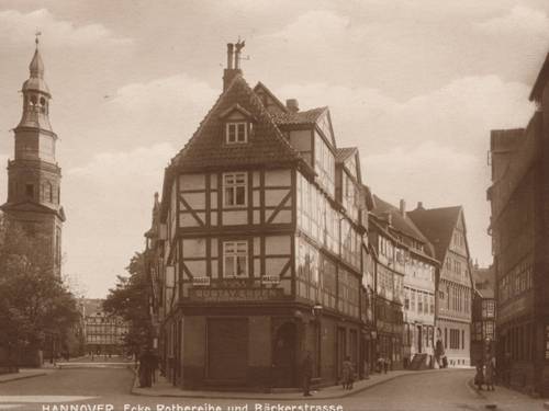Hannover-Calenberger Neustadt. Rote Reihe und Bäckerstraße. Kunstanstalt Cramers, Dortmund, Foto-Postkarte, 1900-1909