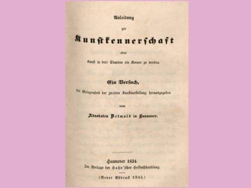 Johann Hermann Detmold, Anleitung zur Kunstkennerschaft oder Kunst, in drei Stunden ein Kenner zu werden.