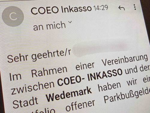 Eine gefälschte Nachricht eines vermeintlichen Inkasso-Büros