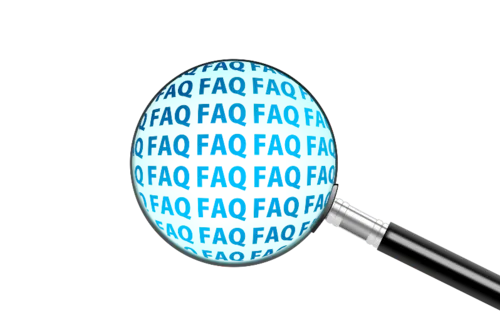 Lupe welche auf die Schrift "FAQ" reinzoomt