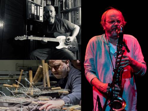 Auf dem Bild sind mehrere Männer an ihre Instrumenten zu sehen.