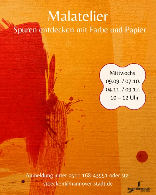 Auf dem Bild steht Maltatelier - Spuren entdecken mit Farbe und Papier