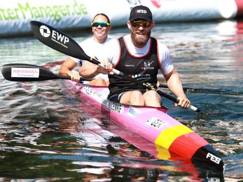 Kanu-Parallelsprint im K2-Mixed auf dem Maschsee.