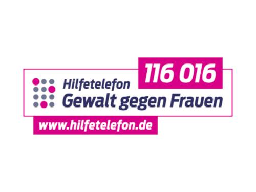 Logo mit Telefonnummer und Webadresse.