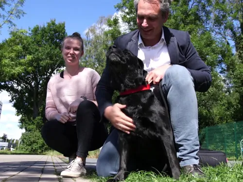 Mann und Frau mit Hund