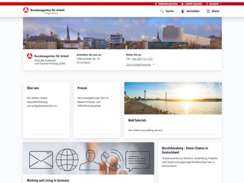 Vorschau auf arbeitsagentur.de – Zentrale Auslands- und Fachvermittlung (ZAV)