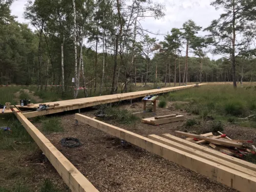 Holzsteg, Balken, Erdanker, Werkzeug, Material