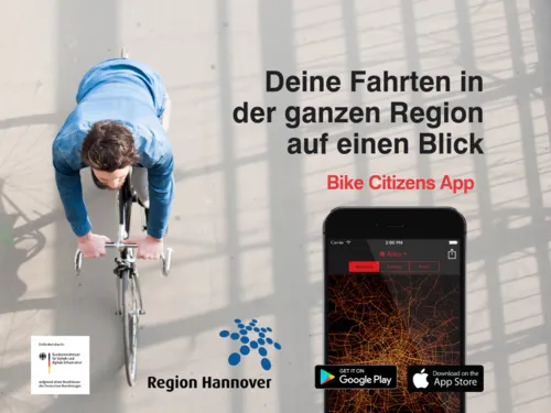 Draufsicht auf eine Fahrradfaher und eine Handy.