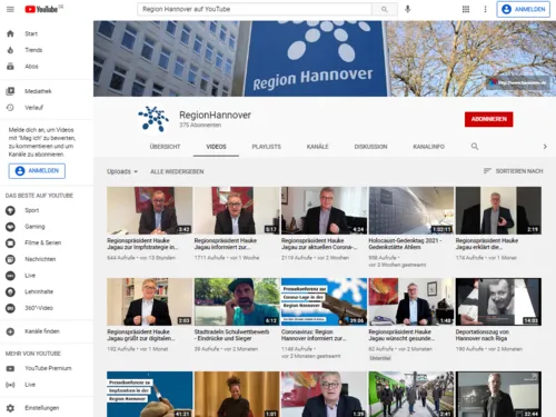 Vorschau auf den Kanal der Regionsverwaltung Region Hannover auf YouTube