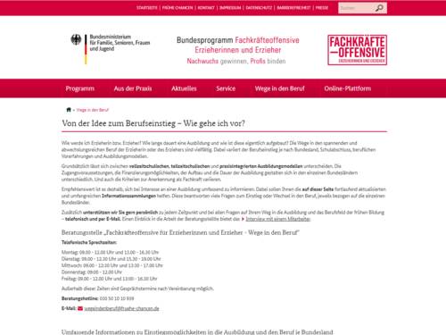 Vorschau auf die Webseite https://fachkraefteoffensive.fruehe-chancen.de/wege-in-den-beruf/