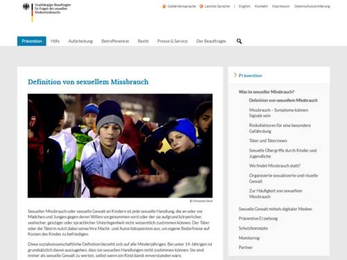 Vorschau: auf die Unterseite "Definition von sexuellem Missbrauch " auf www.beauftragter-missbrauch.de