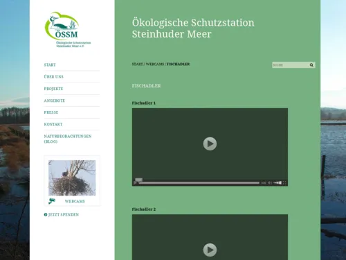 Vorschau auf die Internetseite mit der Webcam ins Adlernest