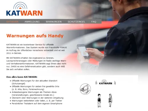 Vorschau auf katwarn.de/anmeldung