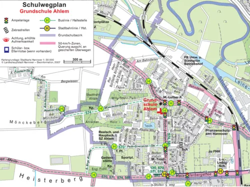 Ein Schulwegplan zeigt m&ouml;gliche schwierige Verkehrssituationen in der Karte auf