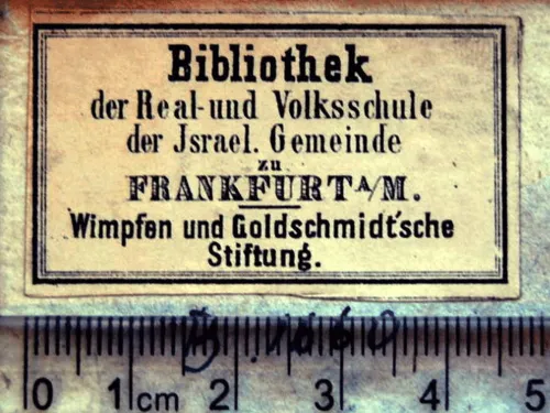 Etikett Bibliothek Real- und Volksschule Israelitische Gemeinde