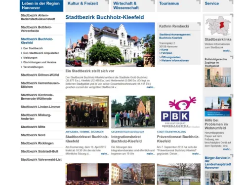 Screenhot Stadtbezirkportal Buchholz-Kleefeld.