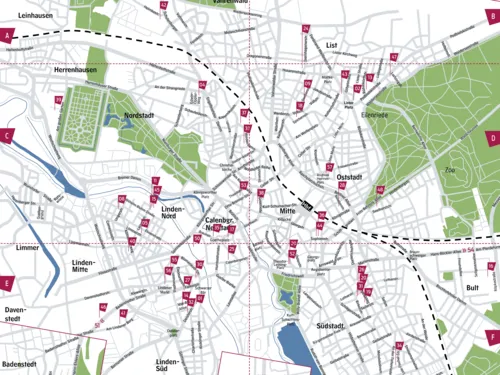 Stadtplanausschnitt der ZINNOBER-Kunstorte