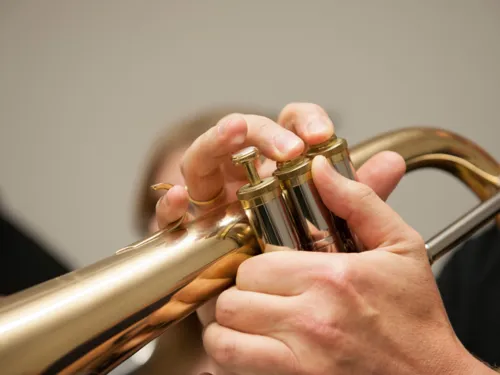 Nahaufnahme eines Blasinstruments