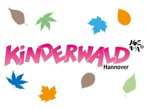 Kinderwaldschriftzug mit bunten Bl&auml;ttern