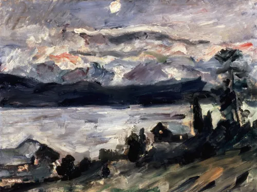 Gemälde Lovis Corinth, "Walchensee Johannisnacht" 1920, Öl auf Holz 48 × 58 cm 
