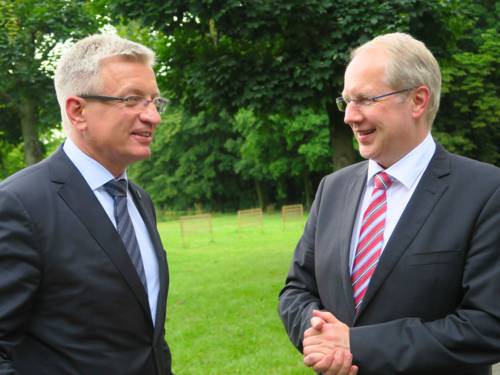 Stadtpräsident Jacek Jaskowiak und Oberbürgermeister Stefan Schostok im Gespräch.