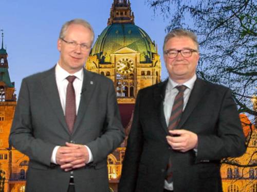 Oberbürgermeister Stefan Schostok und Regionspräsident Hauke Jagau in einem gemeinsamen Video
