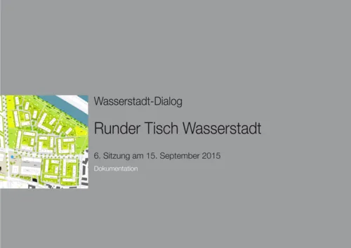Titelgrafik der Dokumentation des 6. Runden Tisches zur Wasserstadt Limmer