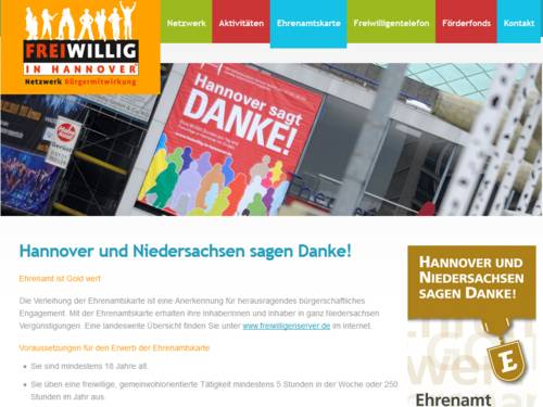 Screenshot der Homepage www.freiwillig-in-hannover.de