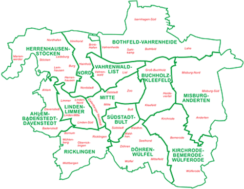 Stadtbezirkskarte Hannover