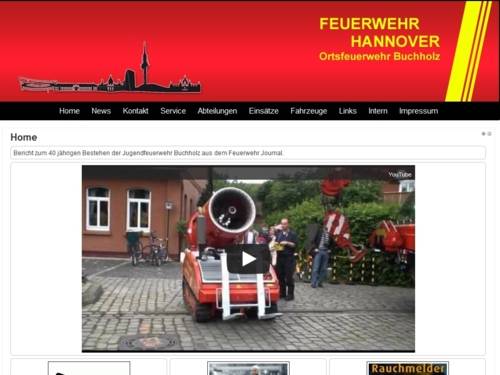 Screenshot der Homepage der Ortsfeuerwehr Buchholz