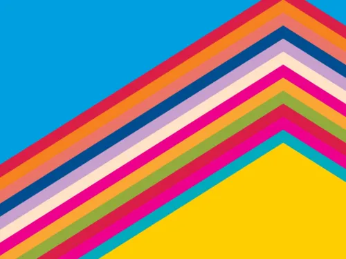 Eine einen nach oben zeigenden Pfeil andeutende, bunte Grafik
